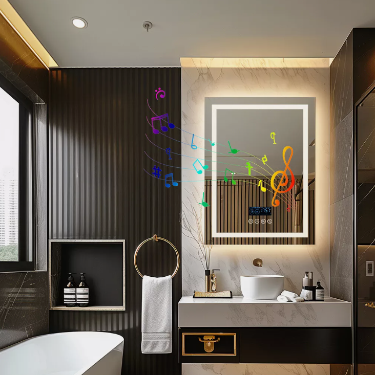 Interior Ave - 60 x 80cm Rectangle Frameless LED Bathroom Mirror - Bluetooth V355-IA-RWM-8060-BT