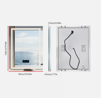 Interior Ave - 60 x 80cm Rectangle Frameless LED Bathroom Mirror - Bluetooth V355-IA-RWM-8060-BT