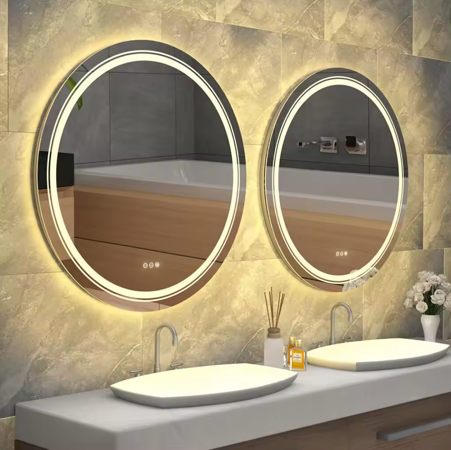 Interior Ave - 90cm Round Frameless LED Bathroom Mirror V355-IA-RWM-90