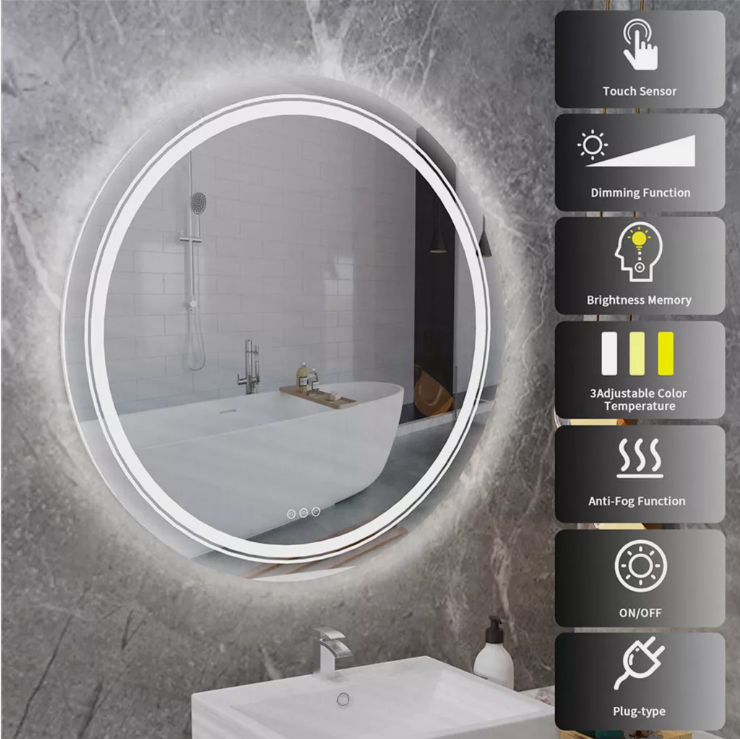 Interior Ave - 90cm Round Frameless LED Bathroom Mirror V355-IA-RWM-90