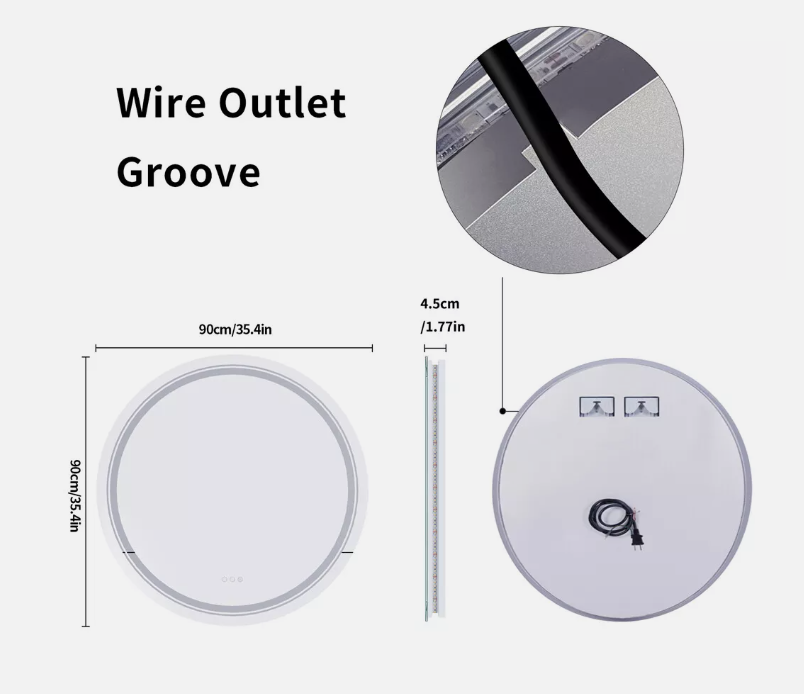 Interior Ave - 90cm Round Frameless LED Bathroom Mirror V355-IA-RWM-90
