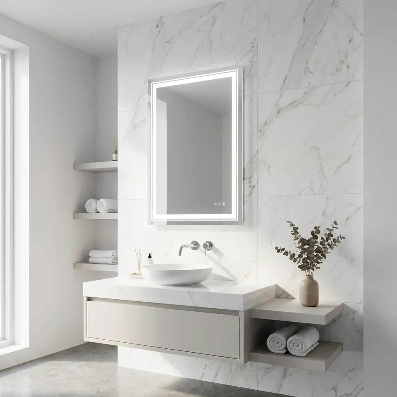 Interior Ave - 70 x 90cm Rectangle Frameless LED Bathroom Mirror V355-IA-RWM-9070
