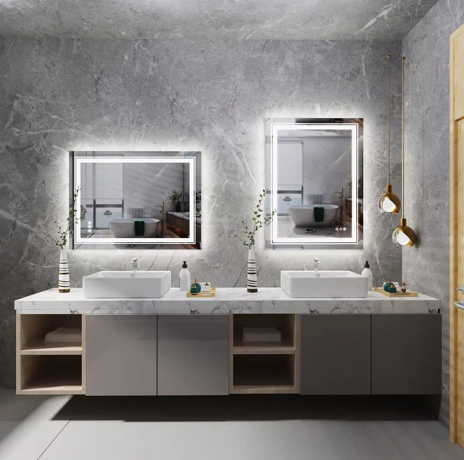 Interior Ave - 70 x 90cm Rectangle Frameless LED Bathroom Mirror V355-IA-RWM-9070
