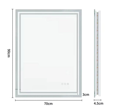 Interior Ave - 70 x 90cm Rectangle Frameless LED Bathroom Mirror V355-IA-RWM-9070