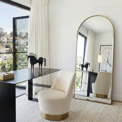 Interior Ave - Halo Arched Floor Length Mirror - Gold | Signature Series V355-IA-SM-HAL-GOL