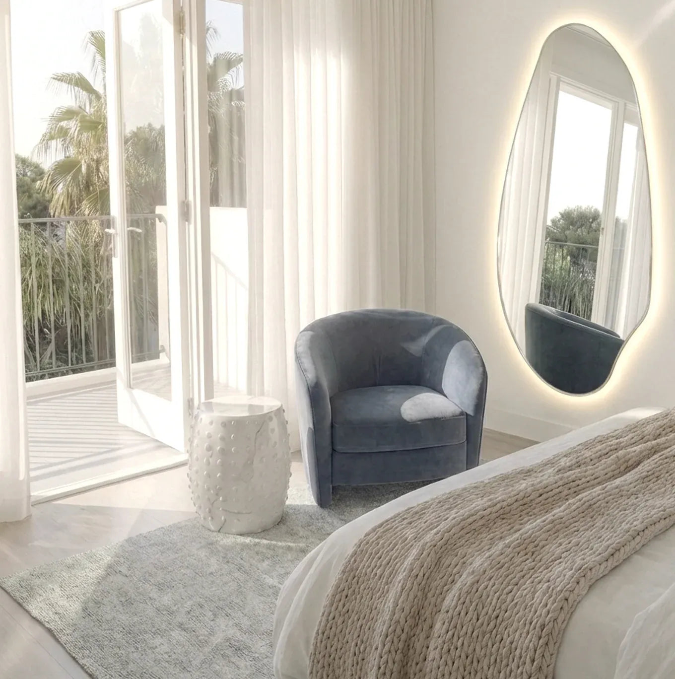 Interior Ave - Jewel Irregular LED Wall Mirror - Backlit Statement Mirror V355-IA-SM-JEW-FRA