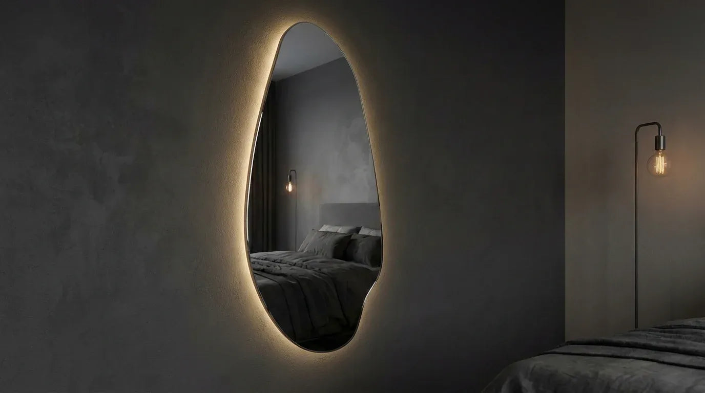 Interior Ave - Jewel Irregular LED Wall Mirror - Backlit Statement Mirror V355-IA-SM-JEW-FRA