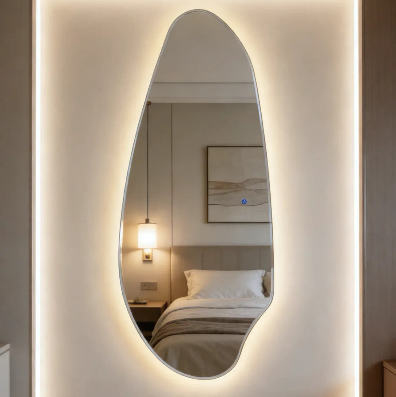Interior Ave - Jewel Irregular LED Wall Mirror - Backlit Statement Mirror V355-IA-SM-JEW-FRA