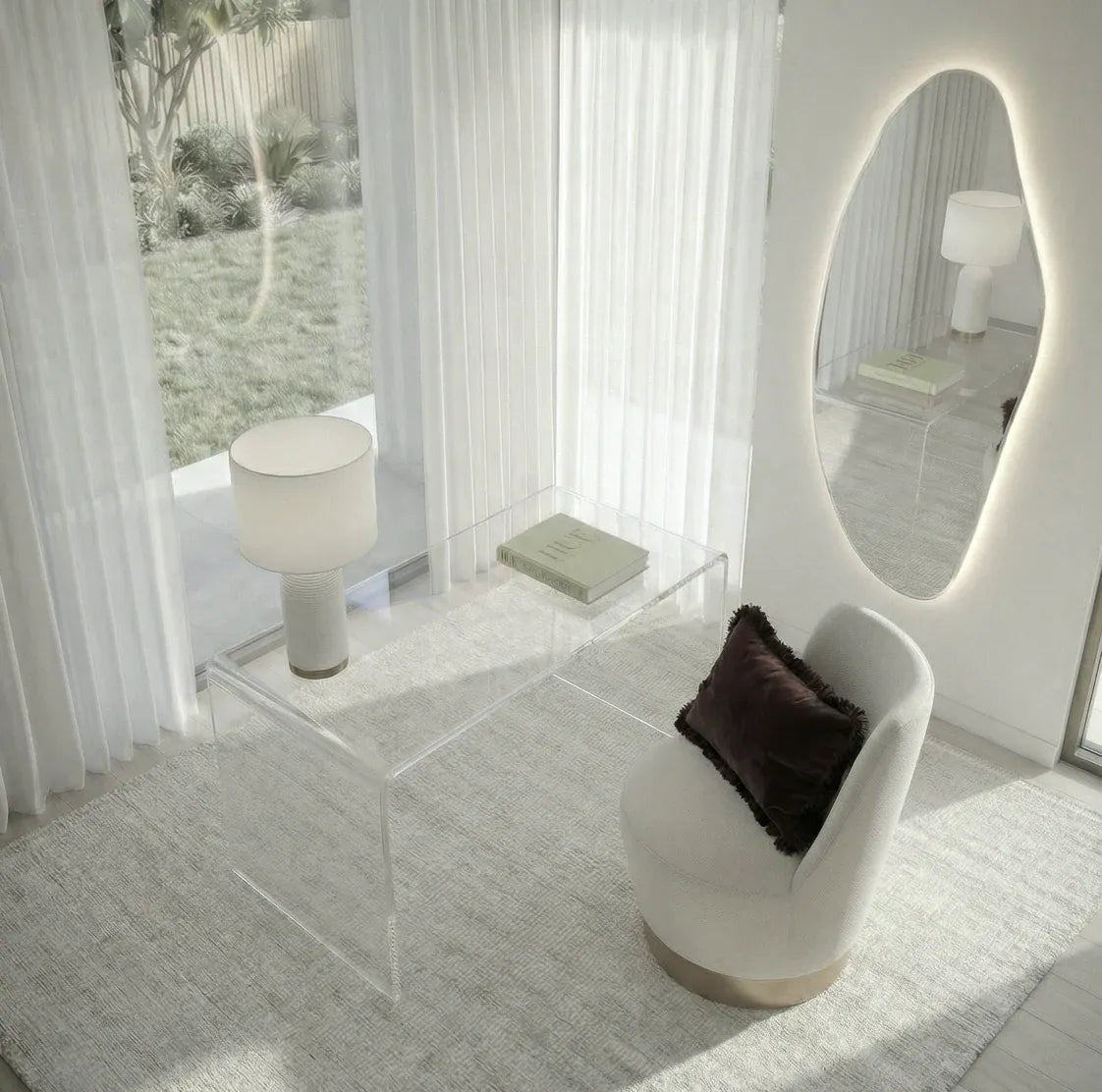 Interior Ave - Opal Irregular LED Wall Mirror - Backlit Statement Mirror V355-IA-SM-OPA-FRA