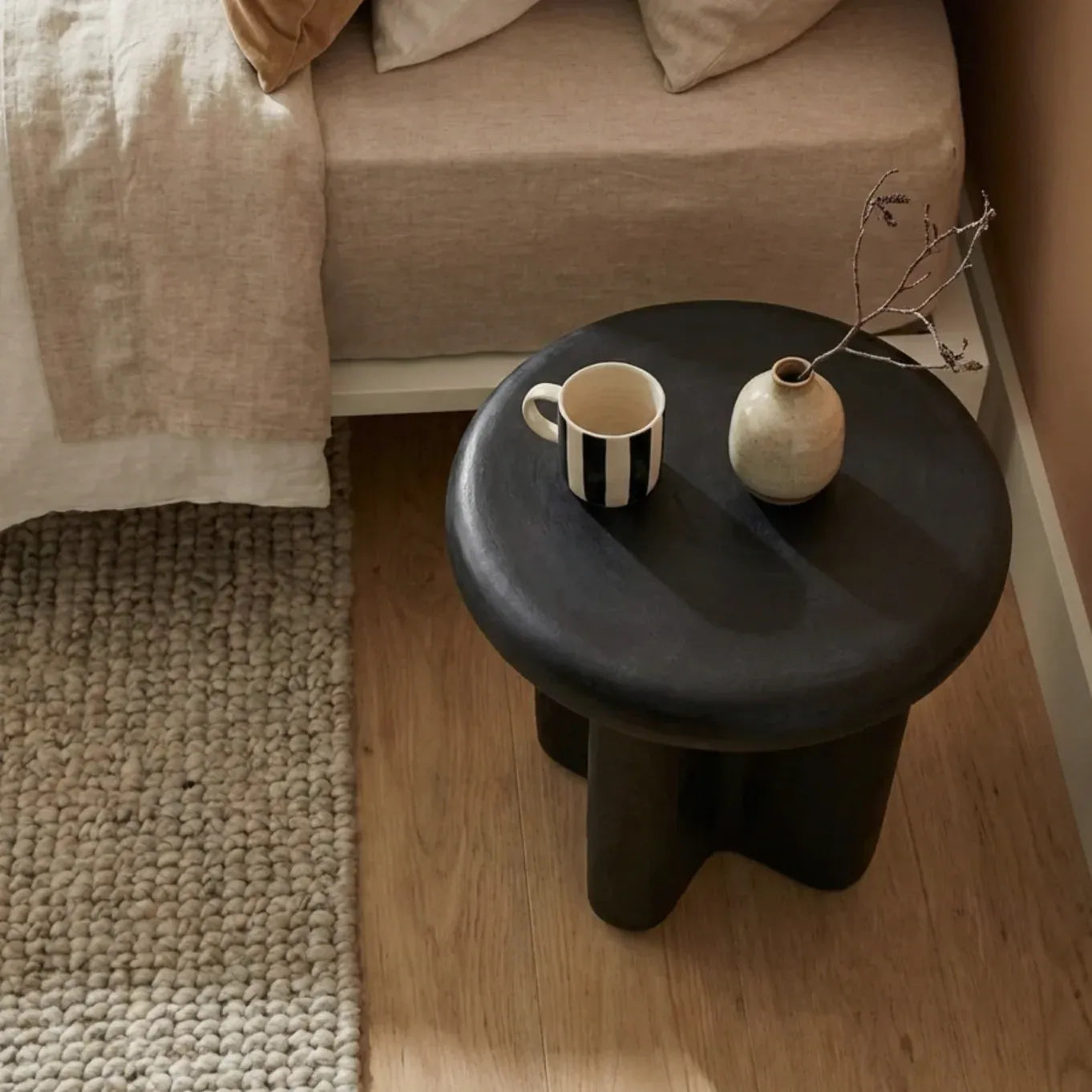 Interior Ave - Santorini Black Stone Side Table V355-IA-ST-SAN-BLA