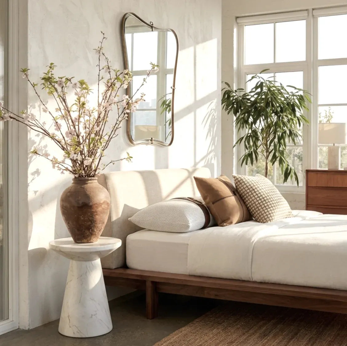 Interior Ave - Veneta Stone Side Table - Calacatta Ivory Finish V355-IA-ST-VEN-CAL