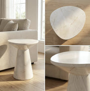 Interior Ave - Veneta Stone Side Table - Calacatta Ivory Finish V355-IA-ST-VEN-CAL