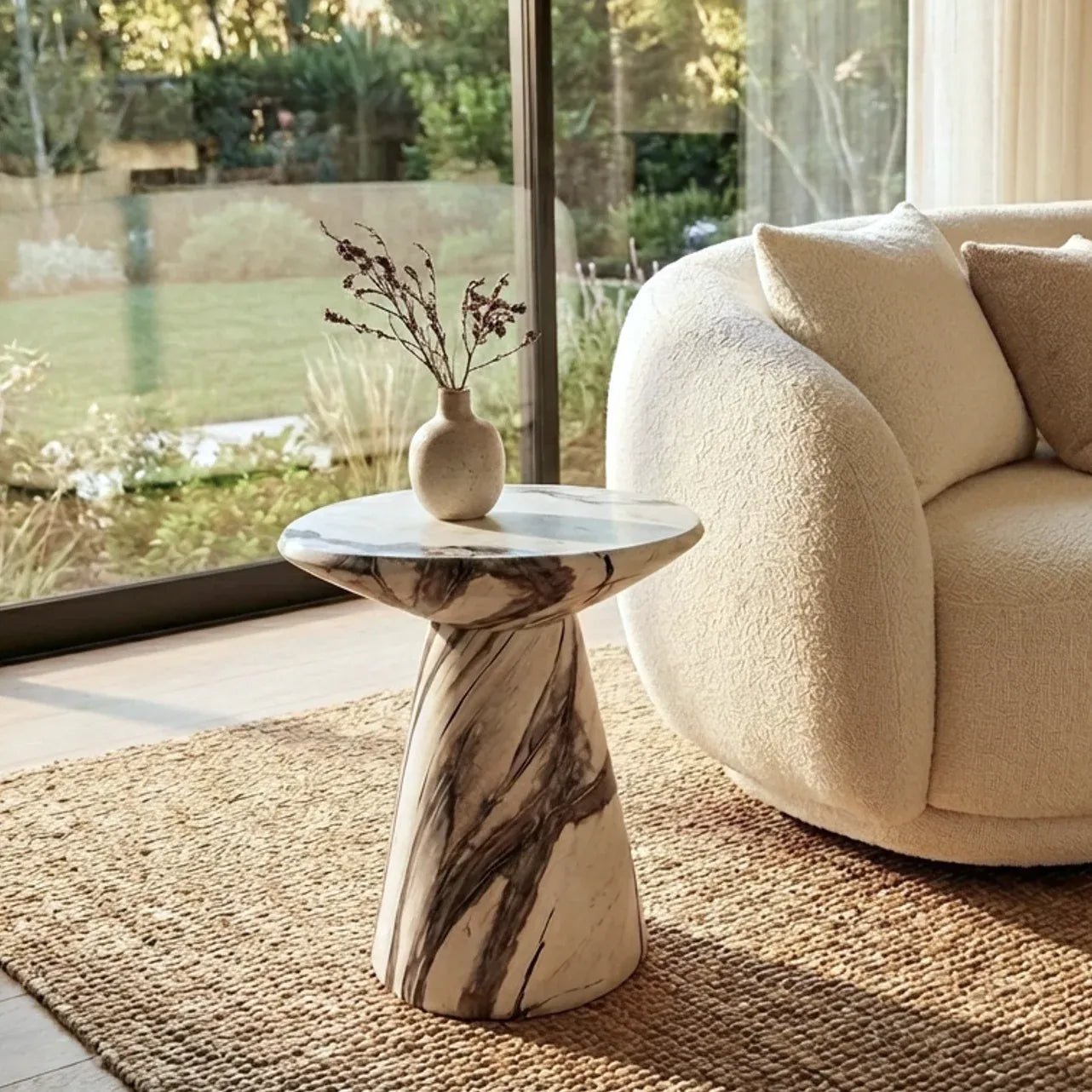 Interior Ave - Veneta Stone Side Table - Panda Marble Finish V355-IA-ST-VEN-PAN