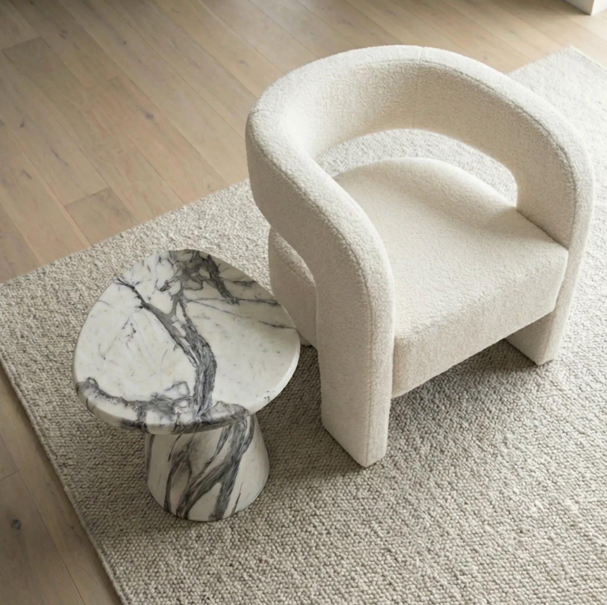 Interior Ave - Veneta Stone Side Table - Panda Marble Finish V355-IA-ST-VEN-PAN