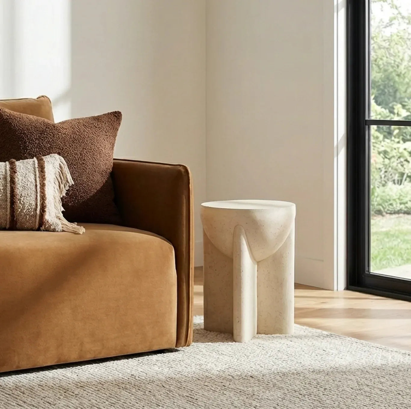 Interior Ave - Zelda Sculptural Stone Side Table - Sand Textured Accent V355-IA-ST-ZEL-SAN