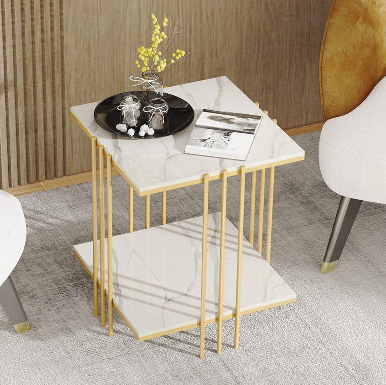 Interior Ave - Milano Gold Square Side Table V355-IA-ST4-MB