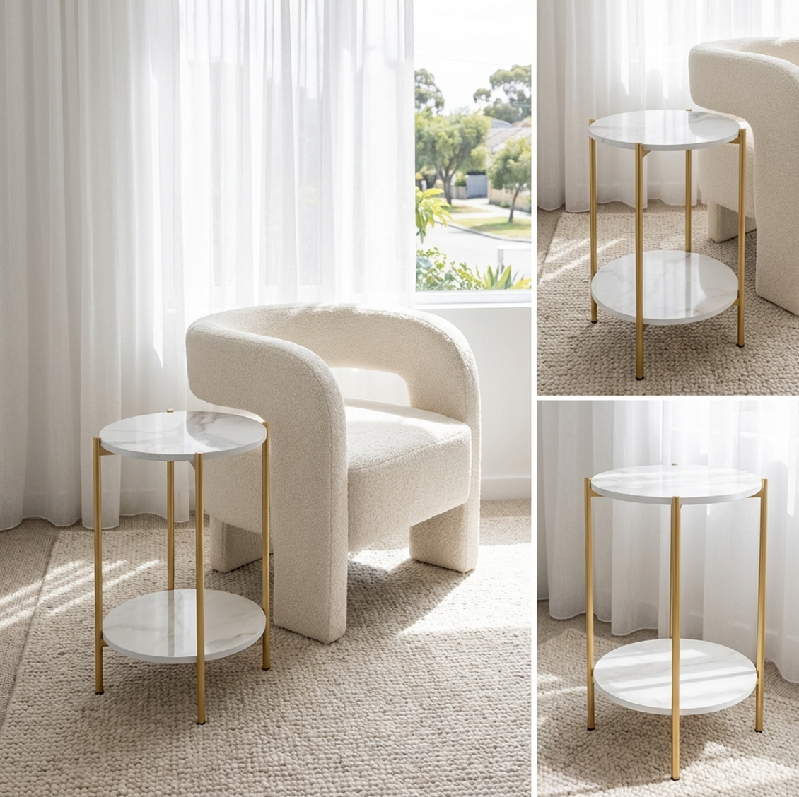 Interior Ave - Alba Gold Side Table V355-IA-ST6-MG