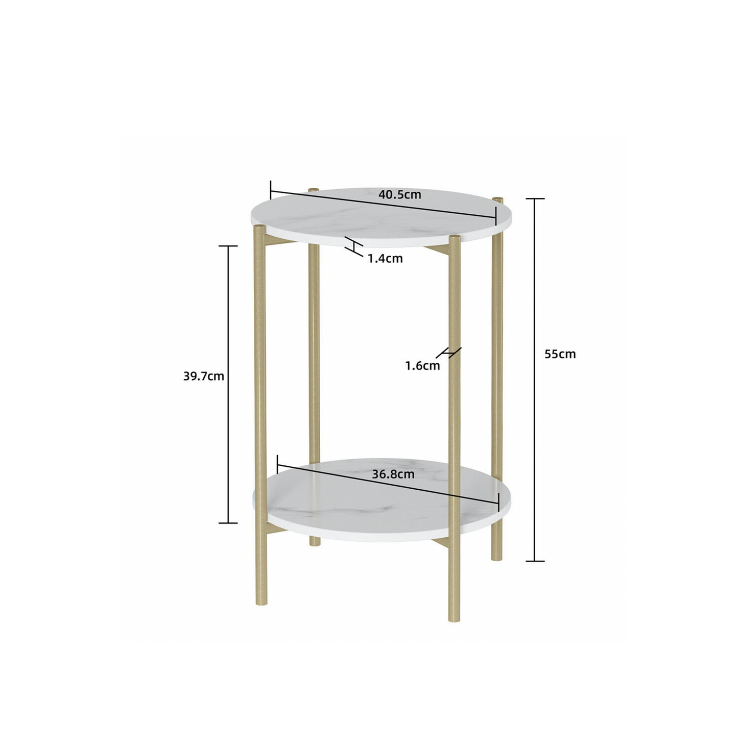 Interior Ave - Alba Gold Side Table V355-IA-ST6-MG