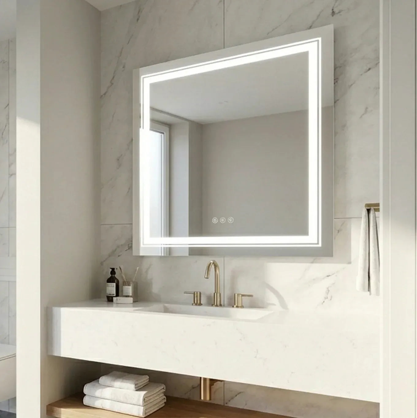 Interior Ave - 80 x 80cm Square Frameless LED Bathroom Mirror V355-IA-SWM-80