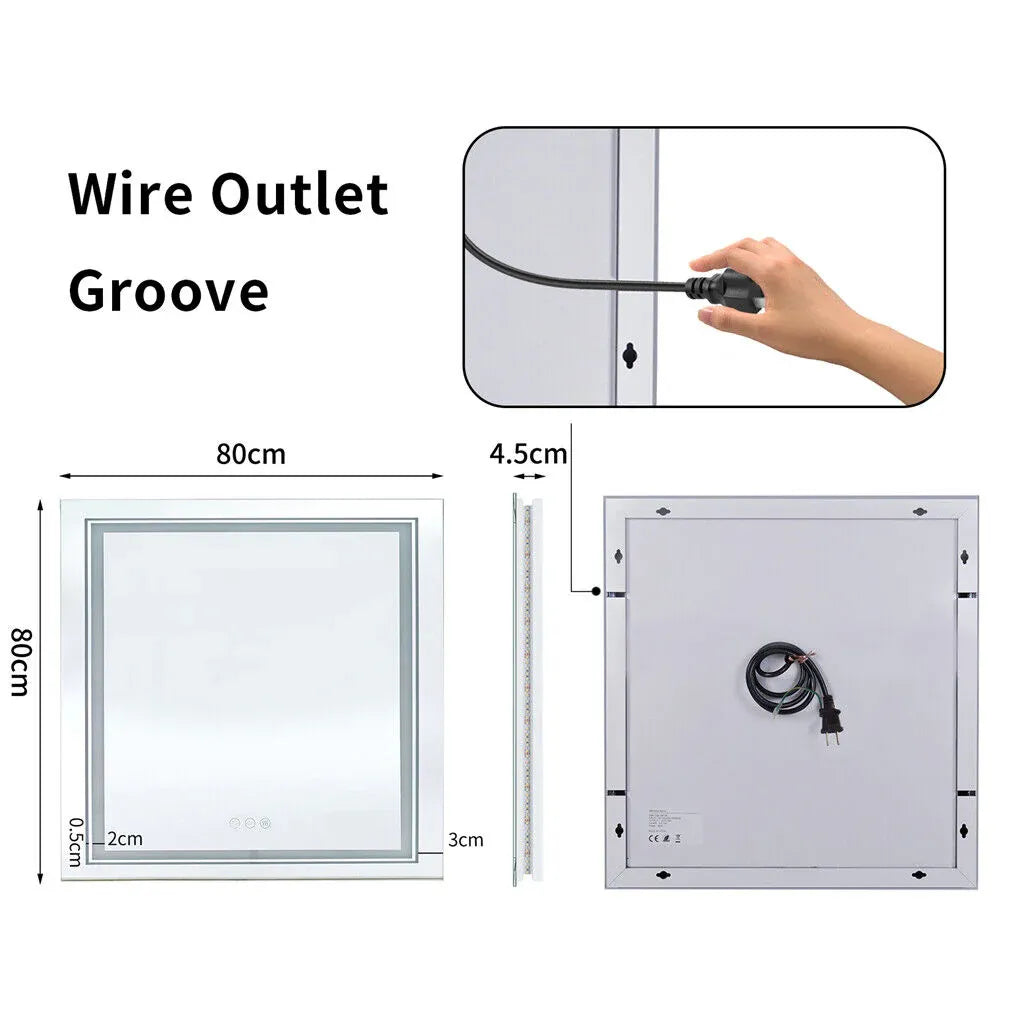 Interior Ave - 80 x 80cm Square Frameless LED Bathroom Mirror V355-IA-SWM-80