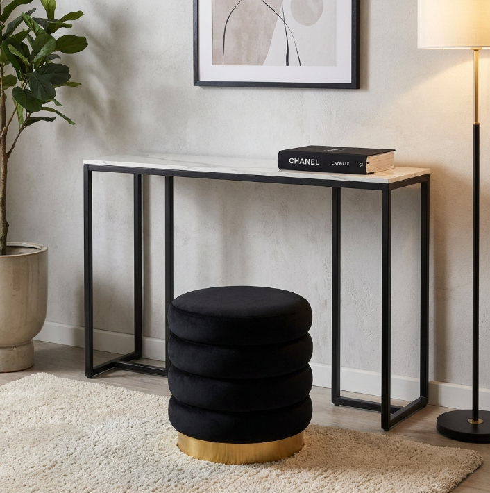 Interior Ave - Stone Marble Console - Marble & Black V355-JJ-XZ181