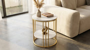 Interior Ave Cleo Gold Two Shelf Stone Side Table V355-JJ-XZ218-G1