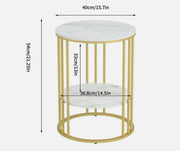 Interior Ave Cleo Gold Two Shelf Stone Side Table V355-JJ-XZ218-G1