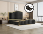 Elegant King Bedframe Charcoal Velvet Fabric with Gas Lift Storage and Golden Trim V357-STARSHINE-KING-CHARCOAL-ABC