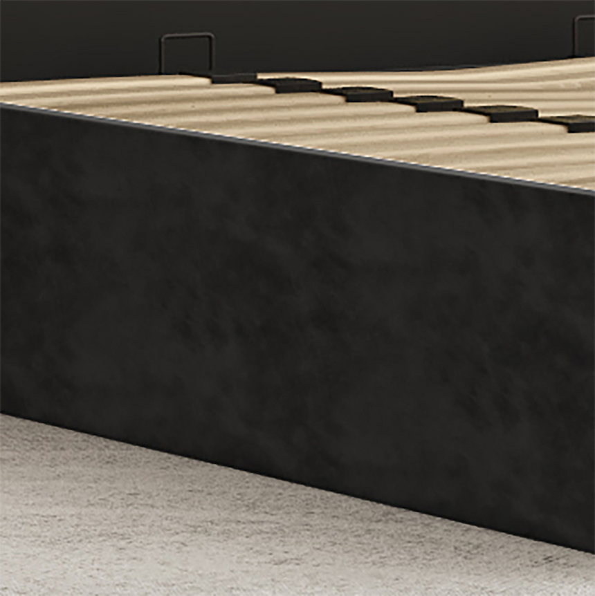 Elegant King Bedframe Charcoal Velvet Fabric with Gas Lift Storage and Golden Trim V357-STARSHINE-KING-CHARCOAL-ABC