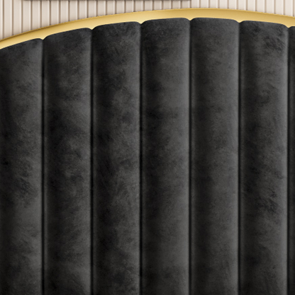 Elegant King Bedframe Charcoal Velvet Fabric with Gas Lift Storage and Golden Trim V357-STARSHINE-KING-CHARCOAL-ABC