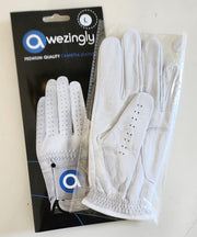 Awezingly Premium Quality Cabretta Leather Golf Glove for Men - White (L) V363-AWZ-GWH-01-L