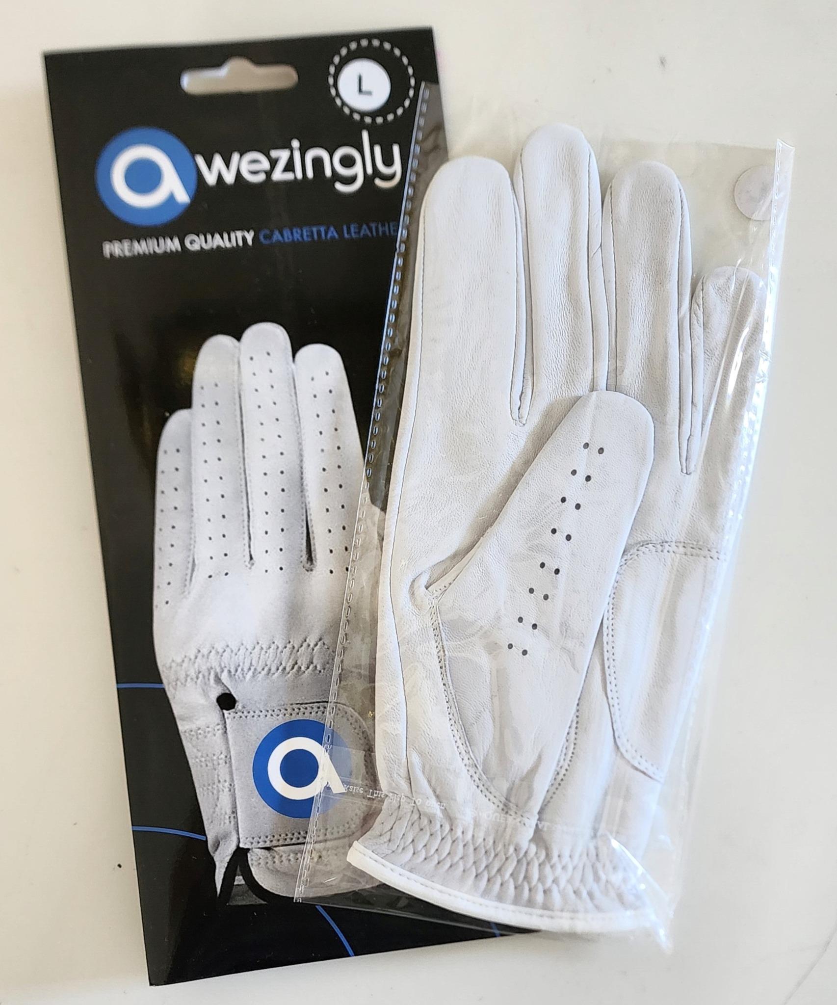 Awezingly Premium Quality Cabretta Leather Golf Glove for Men - White (L) V363-AWZ-GWH-01-L