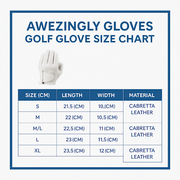Awezingly Premium Quality Cabretta Leather Golf Glove for Men - White (L) V363-AWZ-GWH-01-L