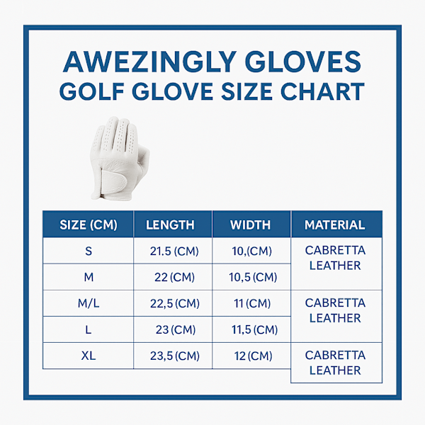 Awezingly Premium Quality Cabretta Leather Golf Glove for Men - White (L) V363-AWZ-GWH-01-L