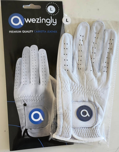 Awezingly Premium Quality Cabretta Leather Golf Glove for Men - White (XL) V363-AWZ-GWH-01-XL