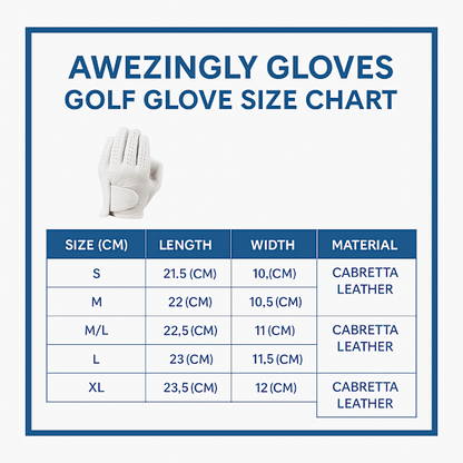 Awezingly Premium Quality Cabretta Leather Golf Glove for Men - White (XL) V363-AWZ-GWH-01-XL