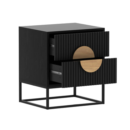 Belmonte Fluted Bedside Table in Black V369-203691S-BLACK
