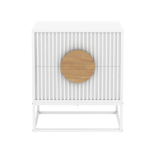 Belmonte Fluted Bedside Table in White V369-203691S-WHITE