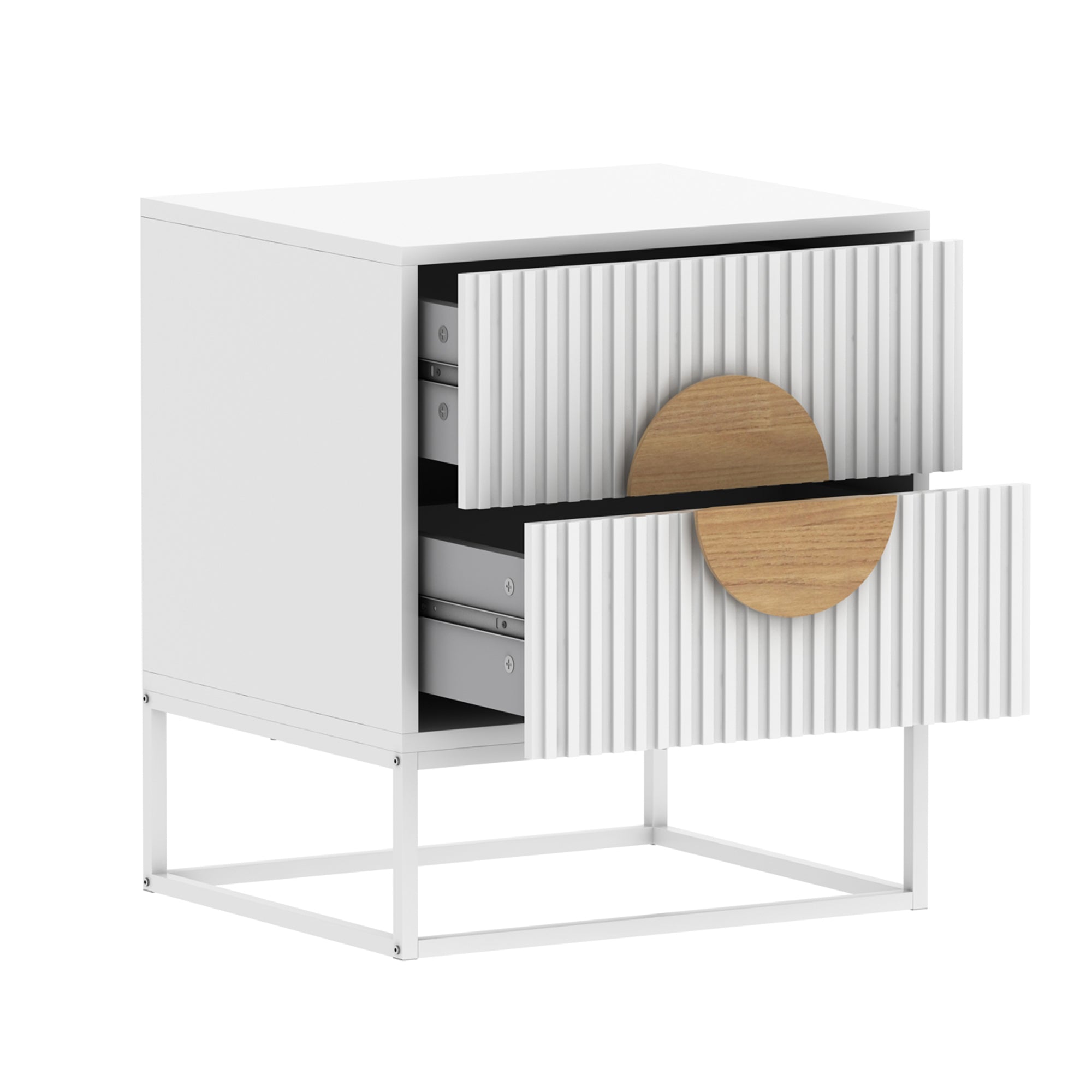 Belmonte Fluted Bedside Table in White V369-203691S-WHITE