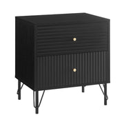Lisa Wavy Fluted Bedside Table in Black V369-601075-BLACK