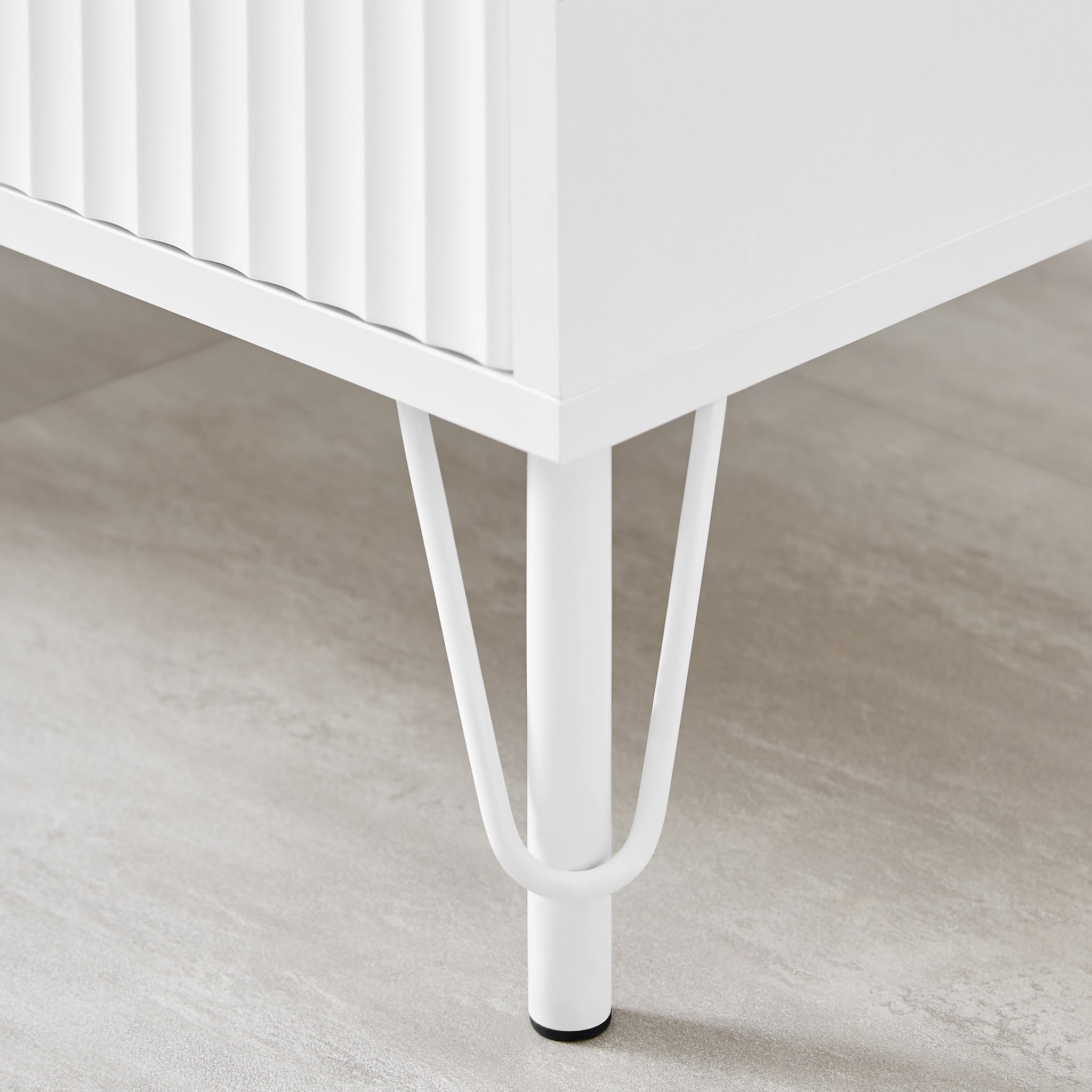 Lisa Wavy Fluted Bedside Table in White V369-601075-WHITE