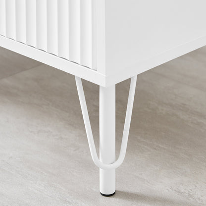 Lisa Wavy Fluted Bedside Table in White V369-601075-WHITE