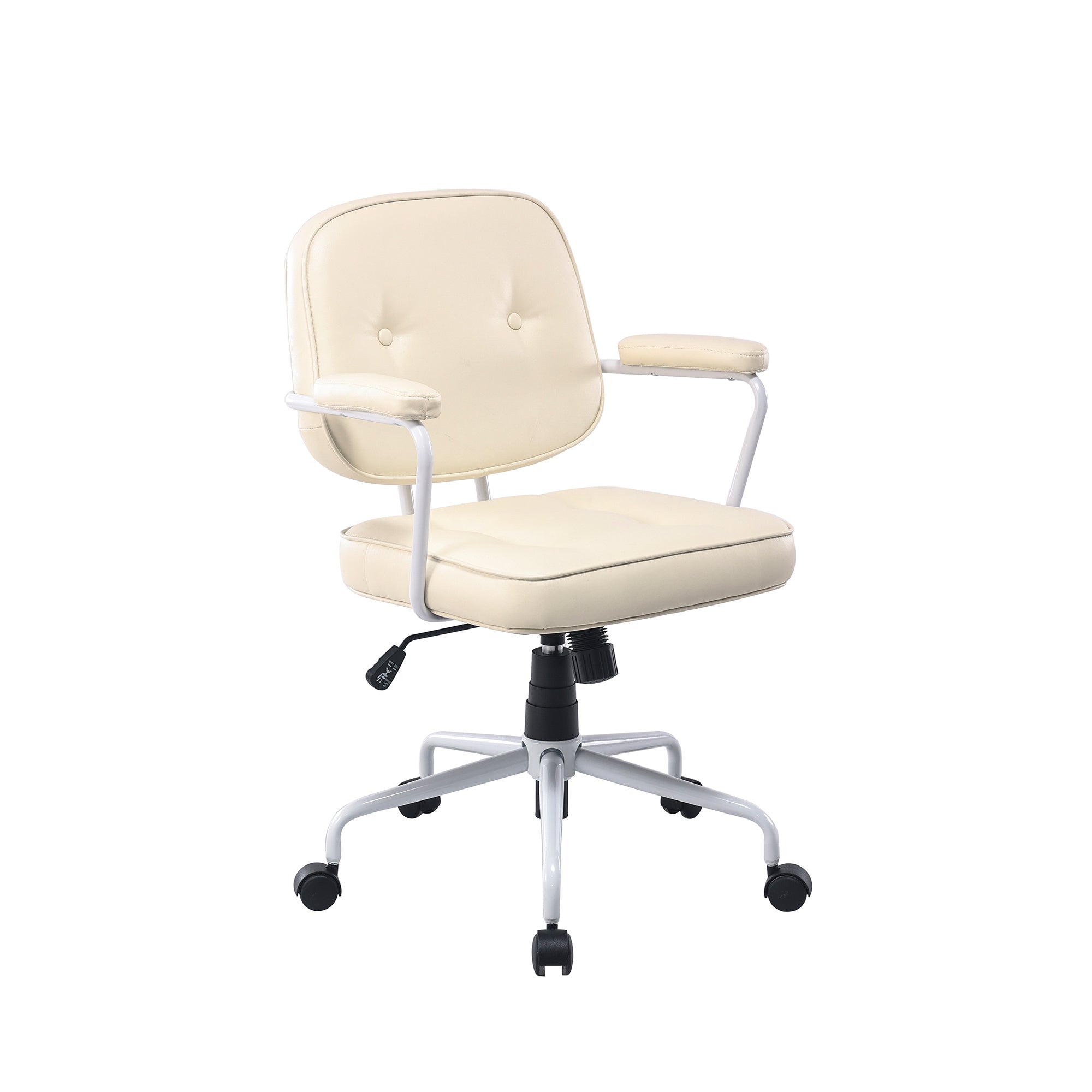 Louise White Frame Faux Leather Home Office Chair in Beige V369-HC-0025-WHITE-FRAME