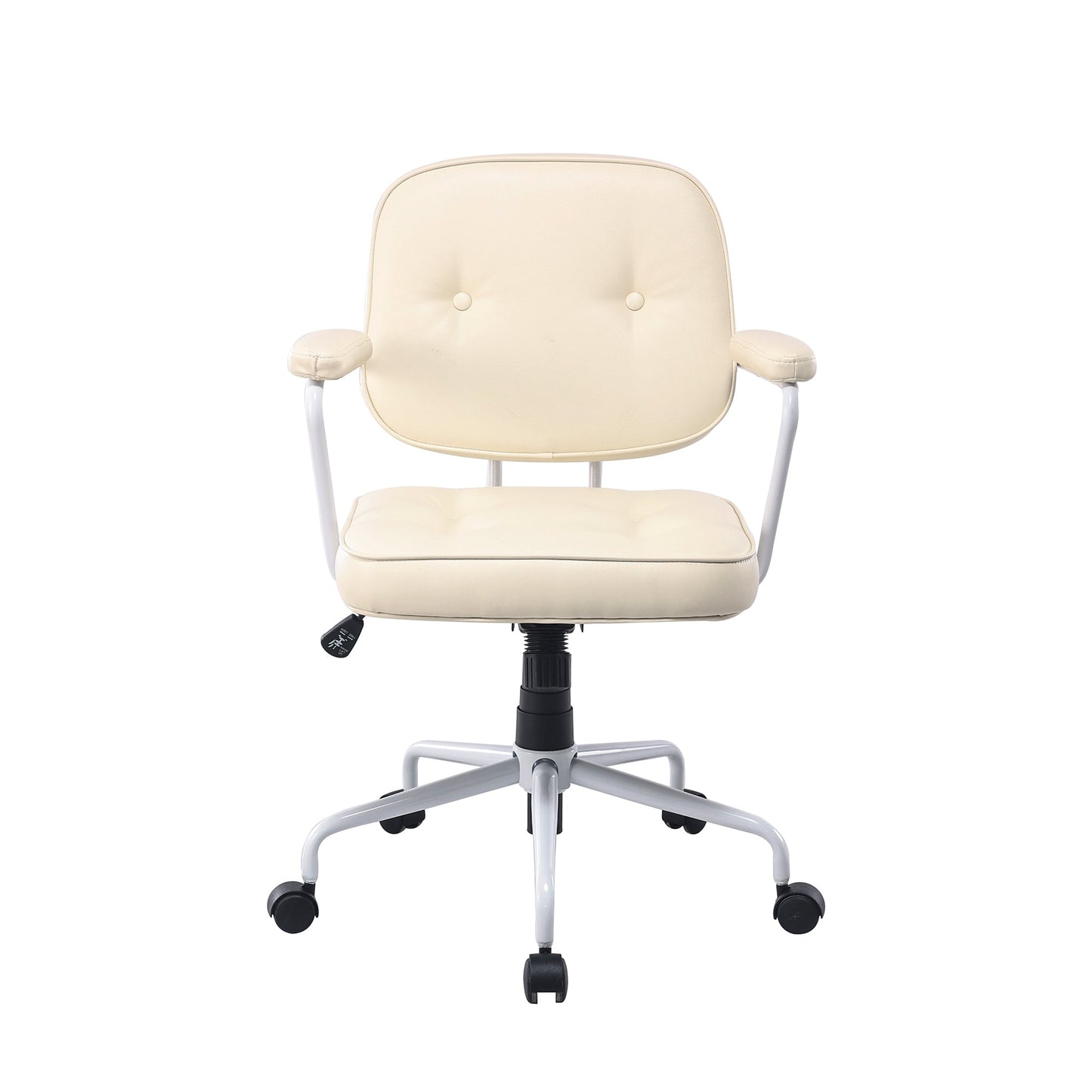 Louise White Frame Faux Leather Home Office Chair in Beige V369-HC-0025-WHITE-FRAME