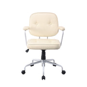Louise White Frame Faux Leather Home Office Chair in Beige V369-HC-0025-WHITE-FRAME
