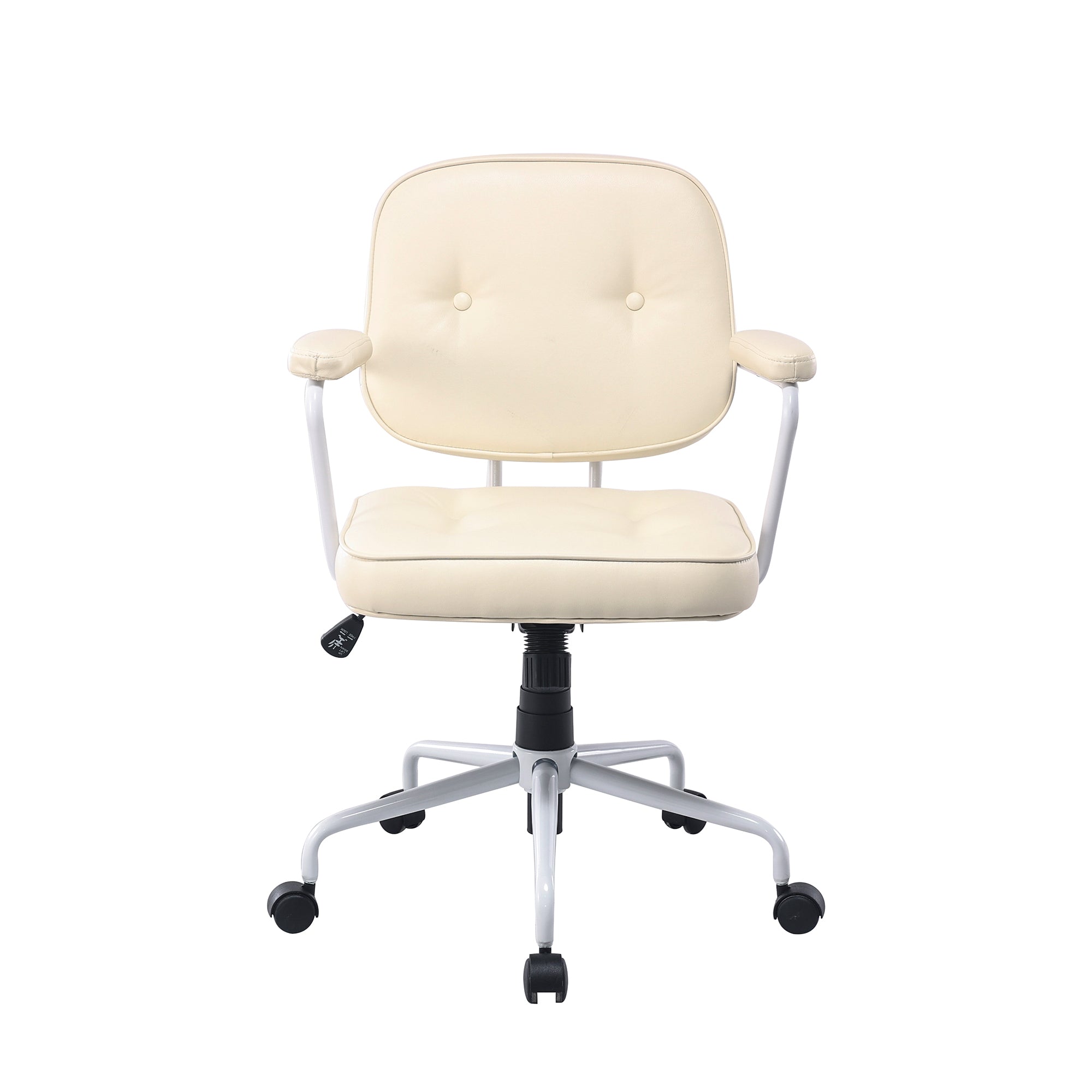 Louise White Frame Faux Leather Home Office Chair in Beige V369-HC-0025-WHITE-FRAME