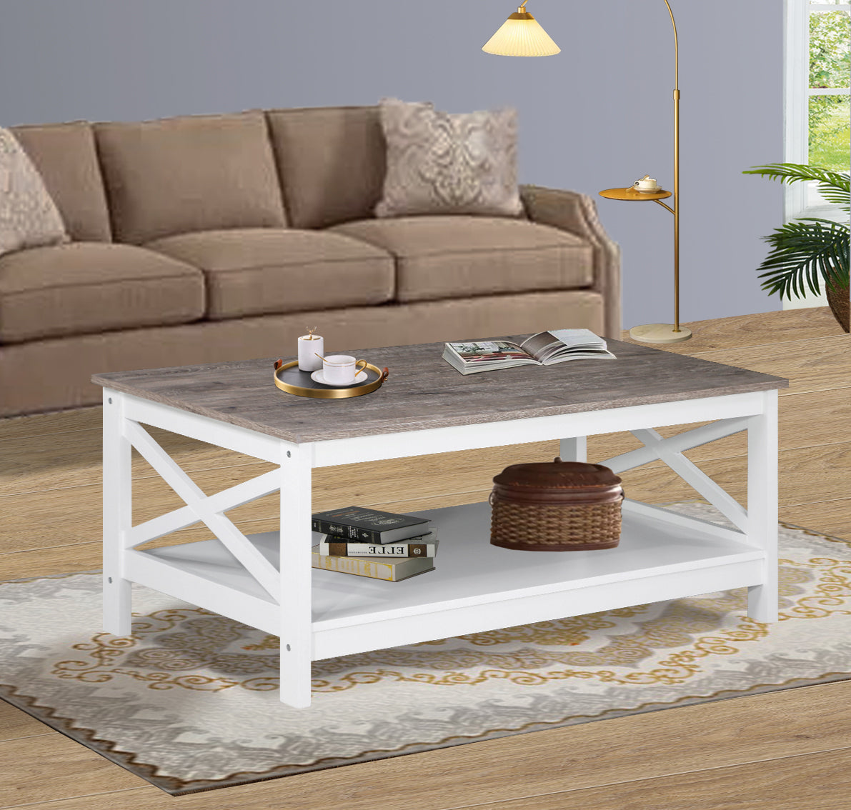 Coastal Coffee Table in White and Grey V369-LT8025