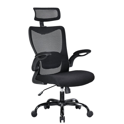 MONA Ergonomic High Back Flipped Armrest Task Chair In Black V369-MC-1098E-BLACK