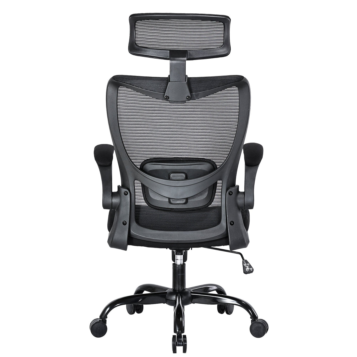 MONA Ergonomic High Back Flipped Armrest Task Chair In Black V369-MC-1098E-BLACK