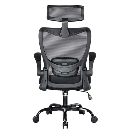 MONA Ergonomic High Back Flipped Armrest Task Chair In Black V369-MC-1098E-BLACK